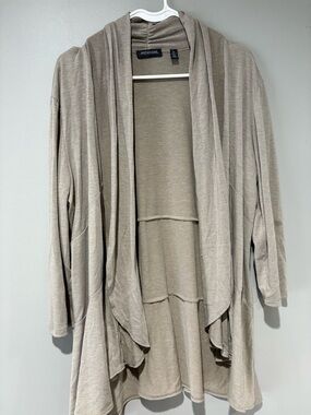 Notations Taupe Draped Open-Front Cardigan